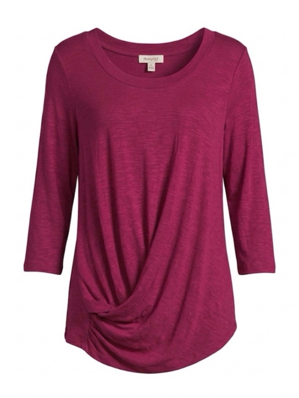SKINNYGIRL Hannah Draped Front Top, Women’s 3X, Red Raspberry
